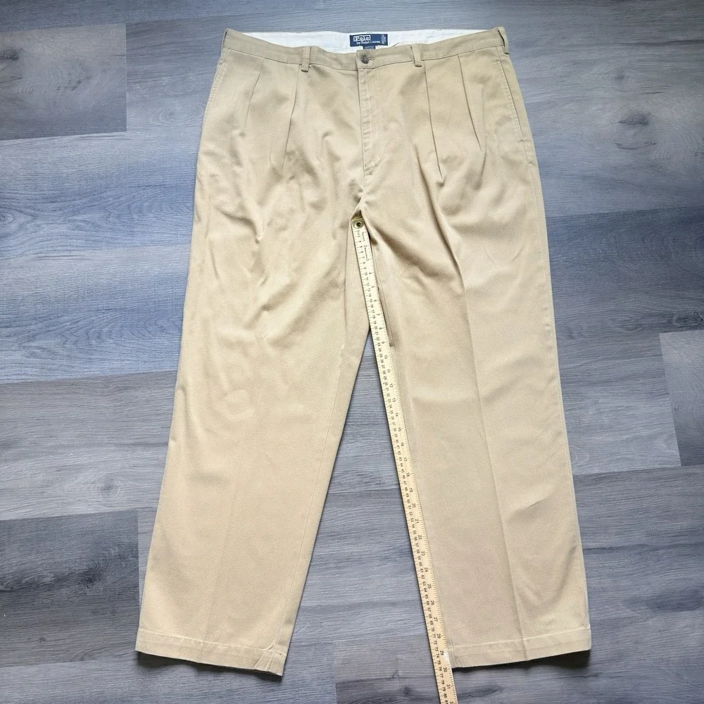 Vintage 90s Polo Ralph Lauren Mens Andrew Pant Mens 42x30 Chino Double Pleated